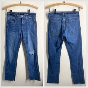 Banana Republic Slim Straight Jeans Frayed Hem Ripped size 28 Short